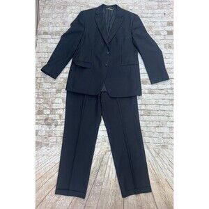 President Donald J Trump 44R  Mens 2pc Suit Wool Macy’s Pinstripe‎ Black/Gold